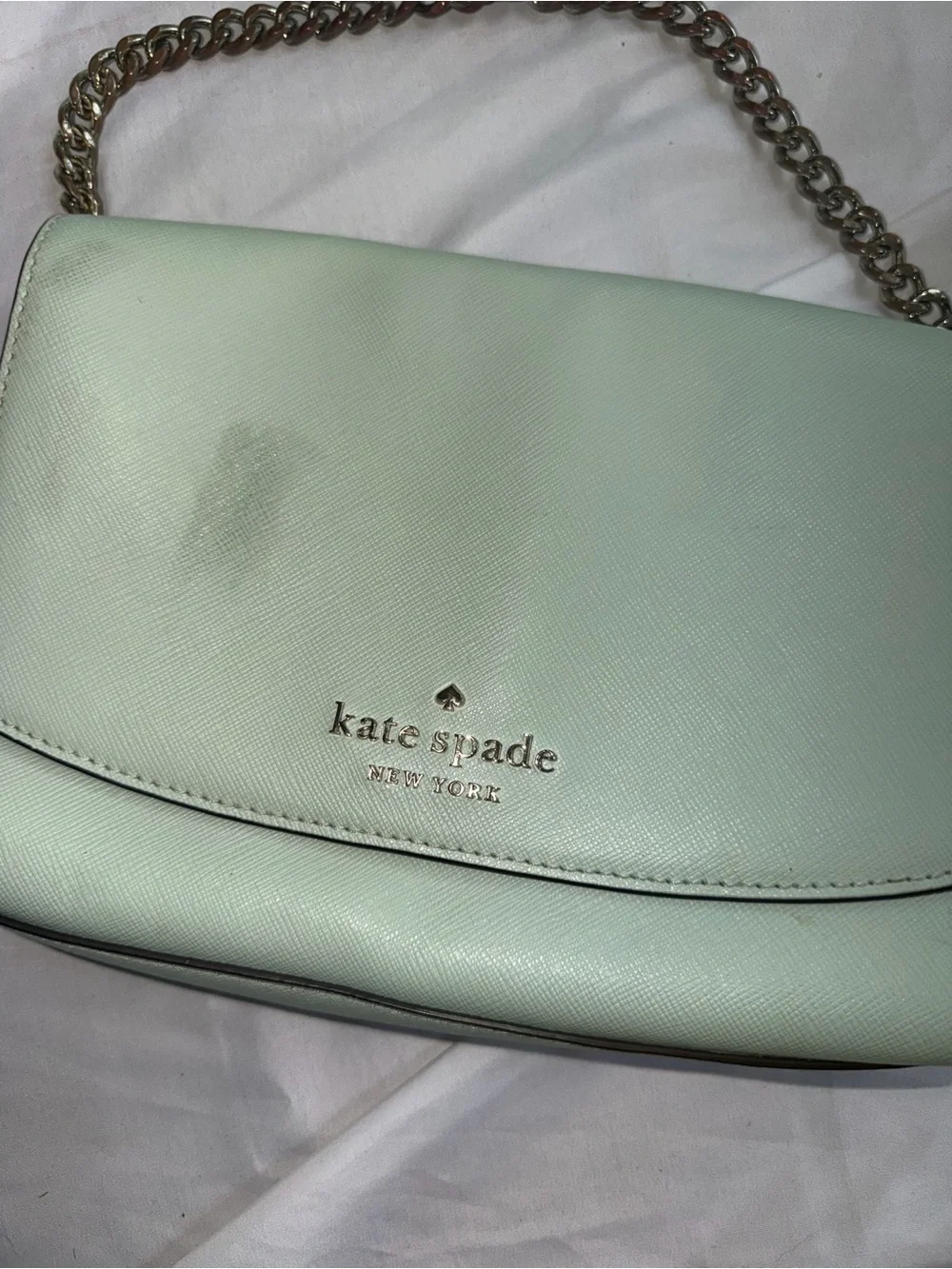 kate spade Mint Green Leather Shoulder Bag with Chain